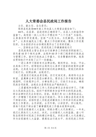 人大常委会县民政局工作报告