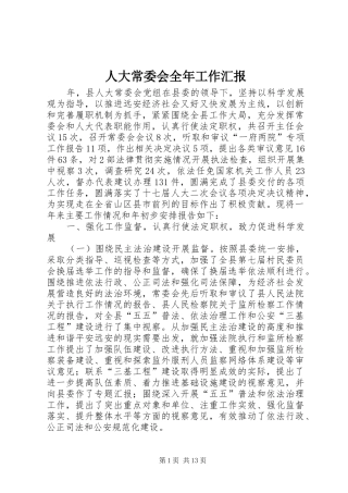 人大常委会全年工作汇报