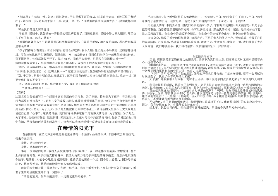 中考作文指导--在亲情的阳光下_第2页