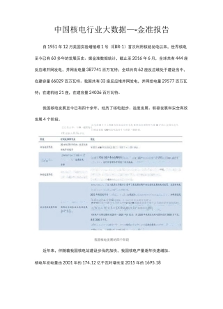 中国核电行业大数据—-金准报告
