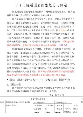 围岩等级划分