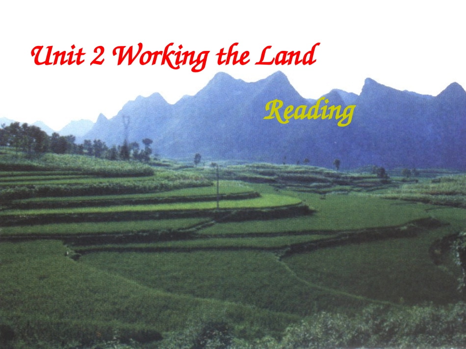 舒影--WorkingthelandREADING_第1页