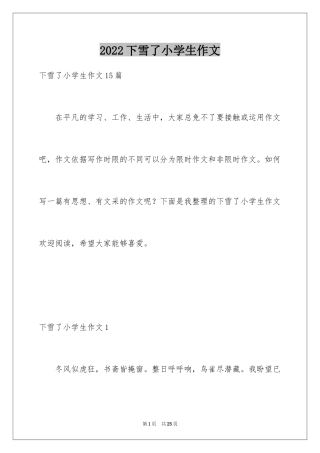 2024下雪了小学生作文_1
