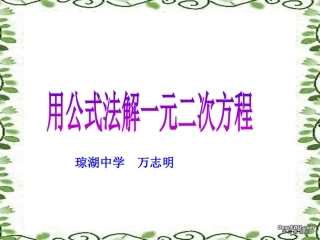 (微课用)用公式法解一元二次方程