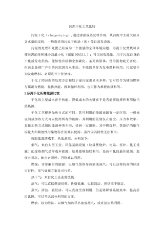 污泥干化工艺比较