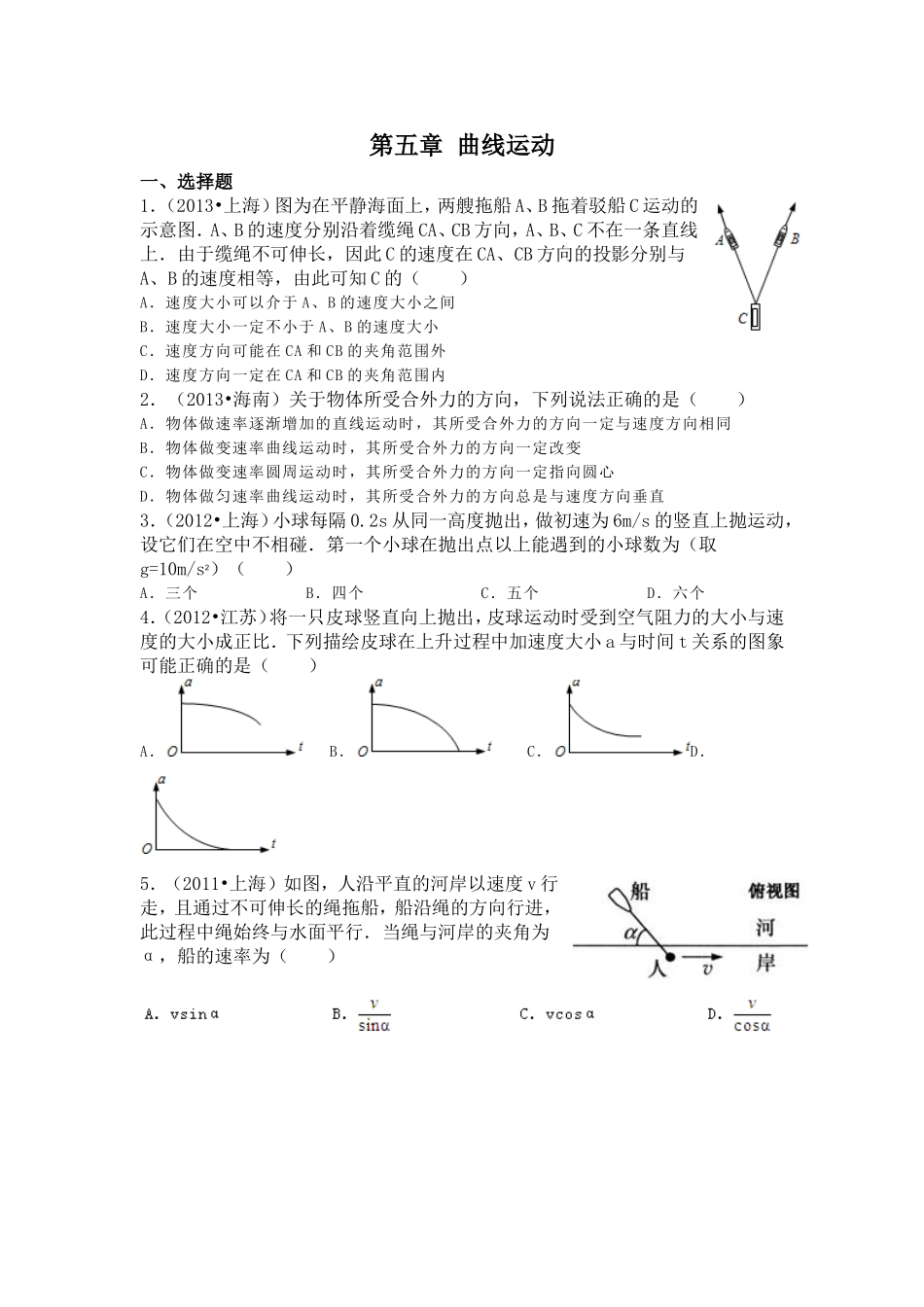 曲线运动易错题训练_第1页