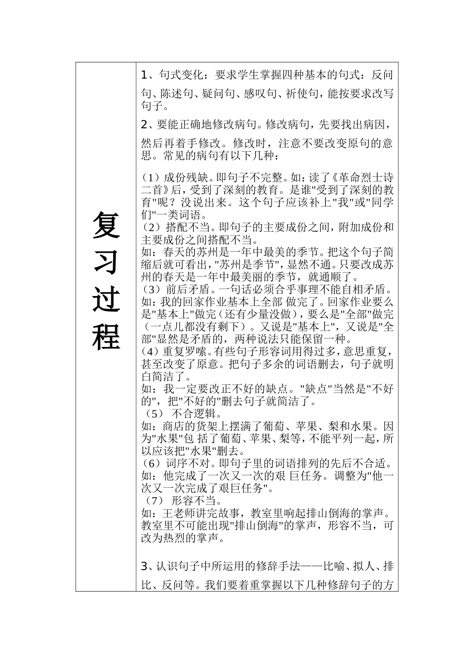 小学六年级语文科复习教案_第2页