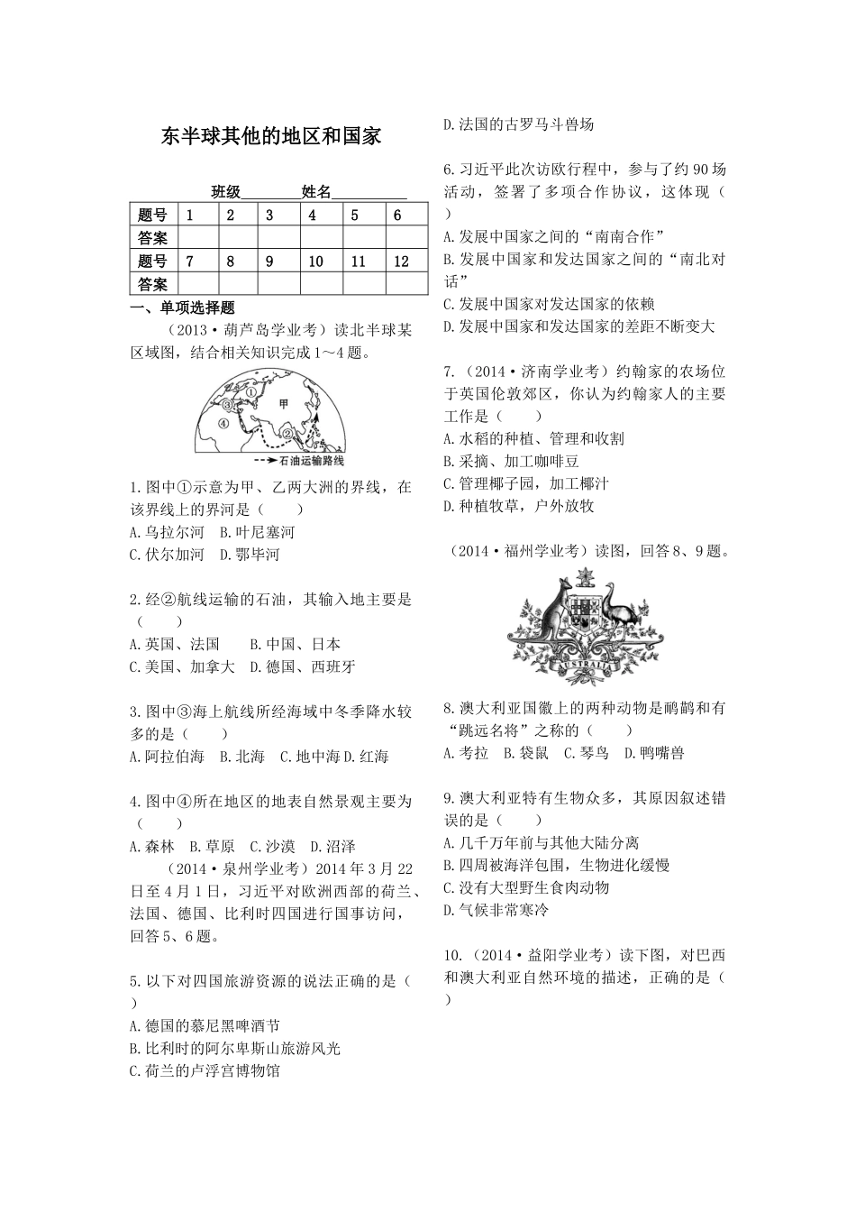 东半球其他的地区和国家_第1页