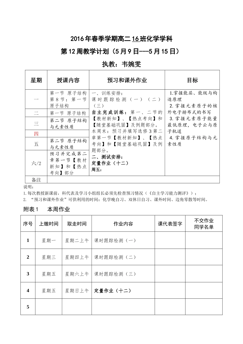 高二（下）化学第周教学计划_第2页