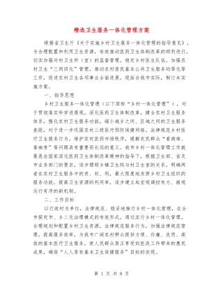 卫生服务一体化管理方案