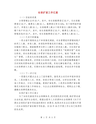 社保扩面工作汇报