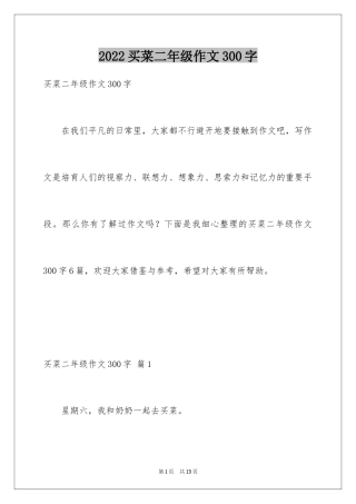 2024买菜二年级作文300字_1