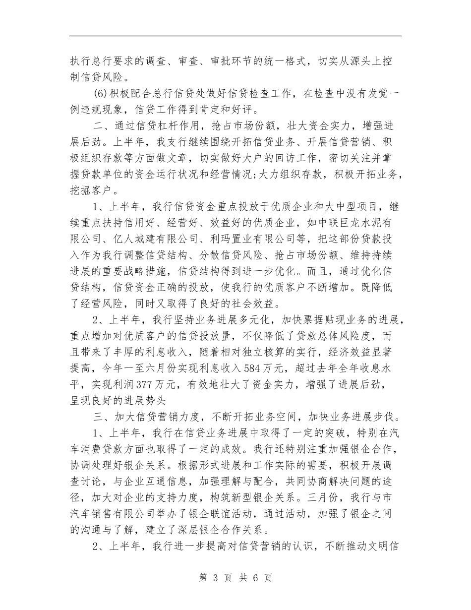 银行信贷员2024年度工作总结范文_第3页