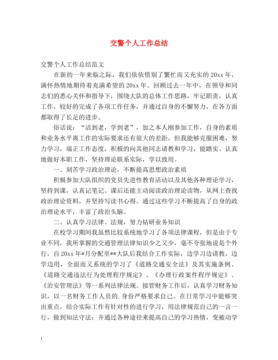交警个人工作总结 _第1页