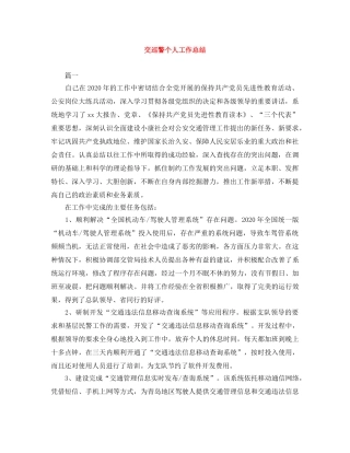 交巡警个人工作总结 