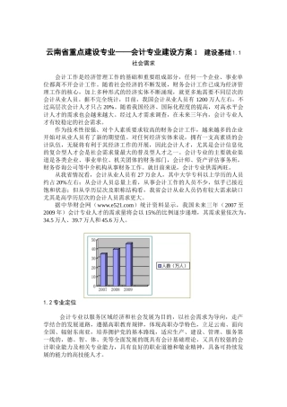 云南省重点建设专业——会计专业建设方案( 25页)