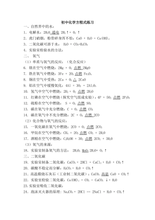 初中化学方程式练习