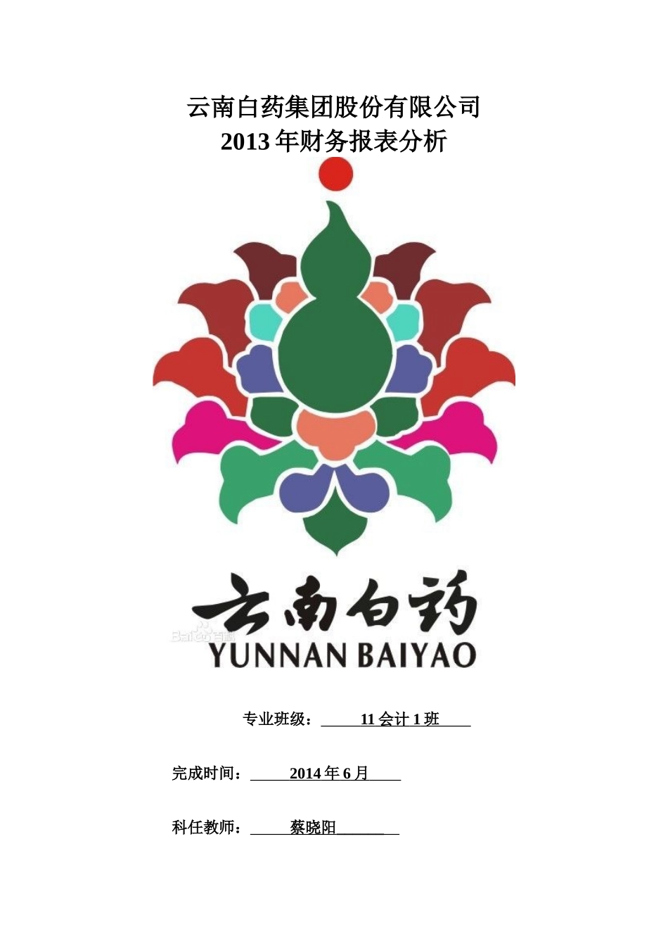 云南白药股份有限公司财务报表分析_第1页