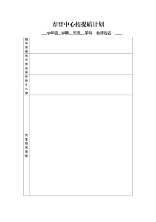 春登中心校提质计划表