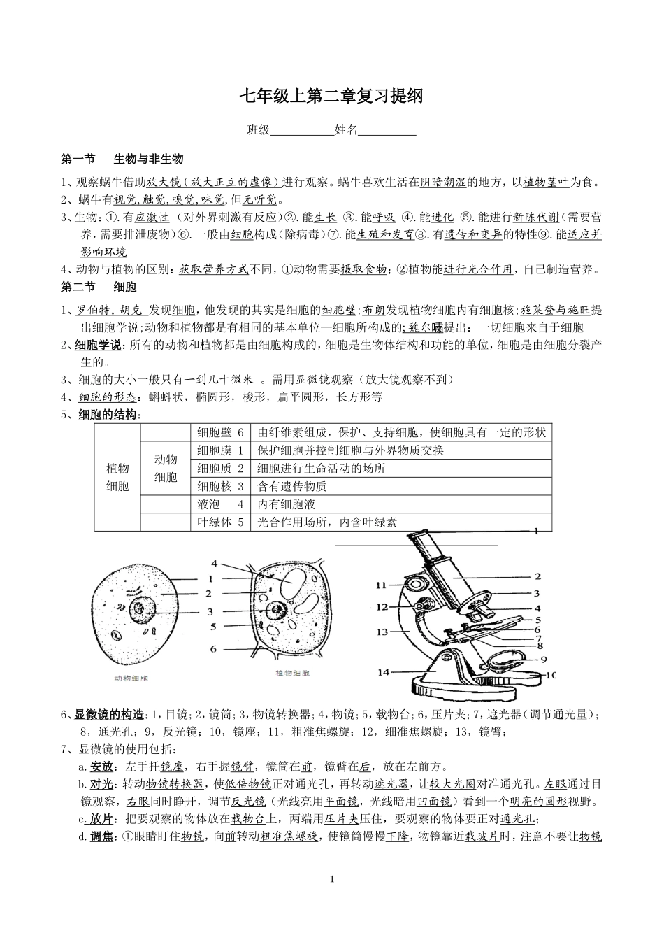 七年级上第二章复习提纲_第1页