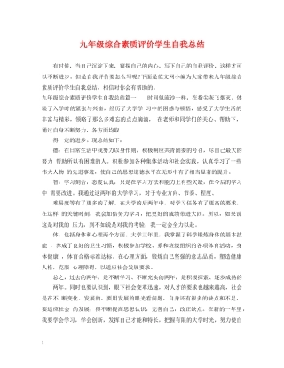 九年级综合素质评价学生自我总结 