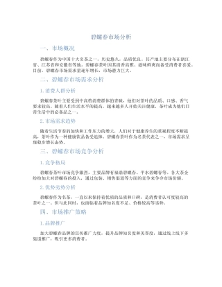 碧螺春市场分析