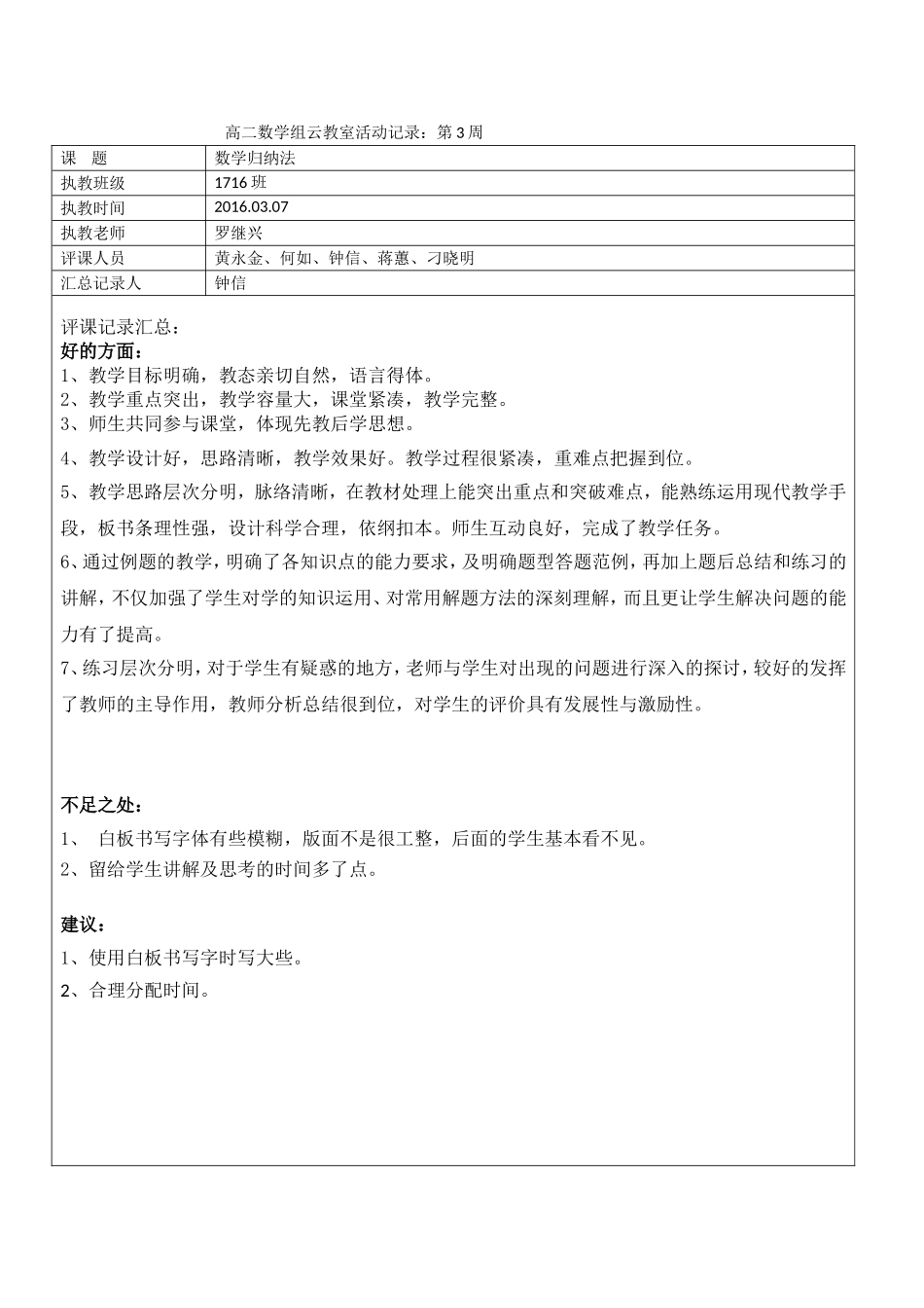 第3周数学组罗继兴云教室活动记录与评课记录汇总_第1页