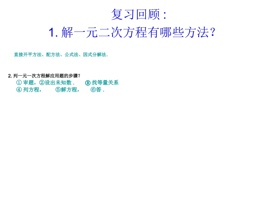 一元二次方程应用题(传播问题增长率问题)_第1页