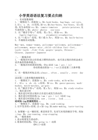 2016小学英语总复习语法