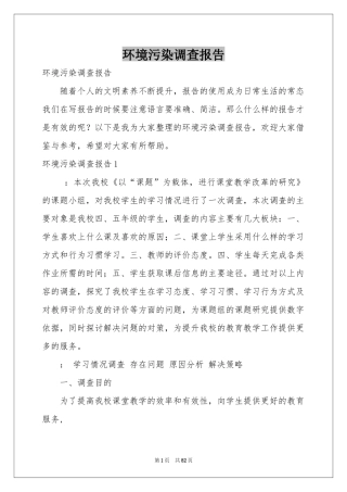 环境污染调查报告