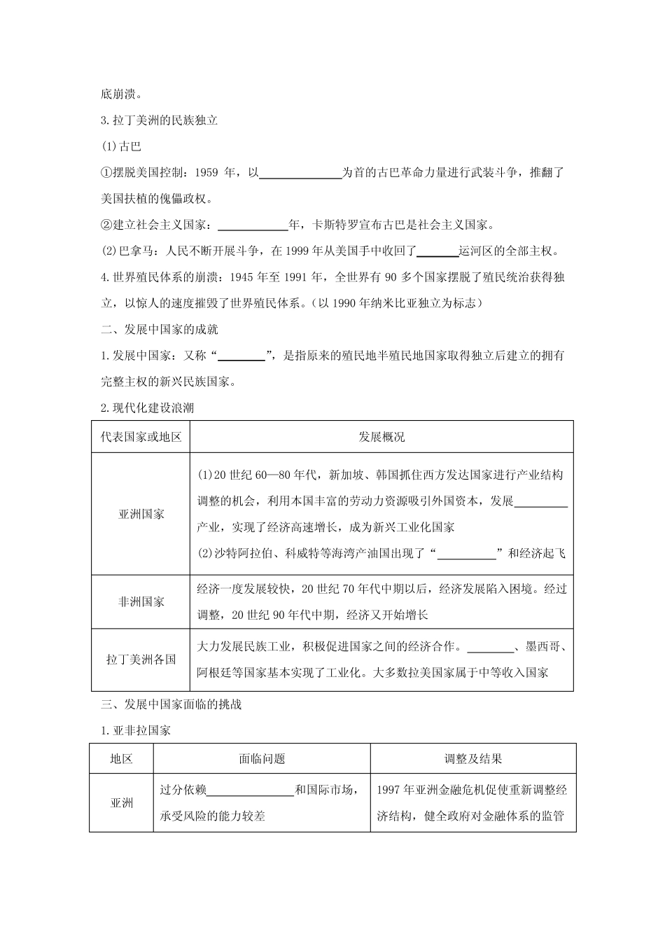 第21课 世界殖民体系的瓦解与新兴国家的发展 学案 (1)_第2页