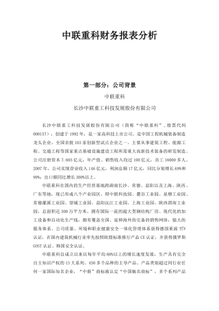 中联重科财务报表分析