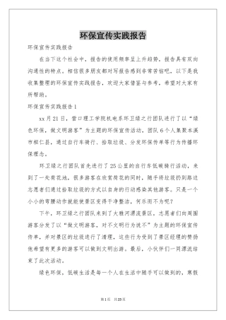 环保宣传实践报告