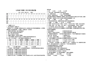 七年级生物下册第四五六章复习题