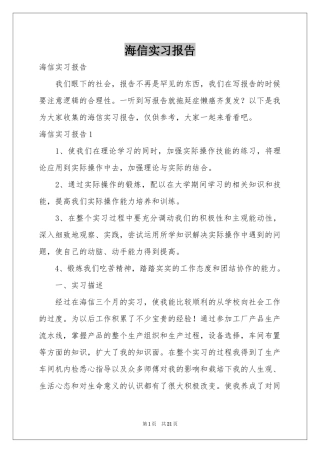 海信实习报告