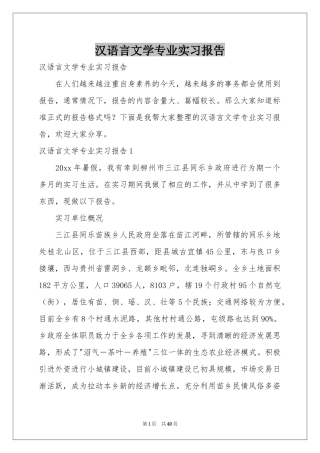 汉语言文学专业实习报告