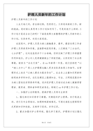 护理人员新年的工作参考计划
