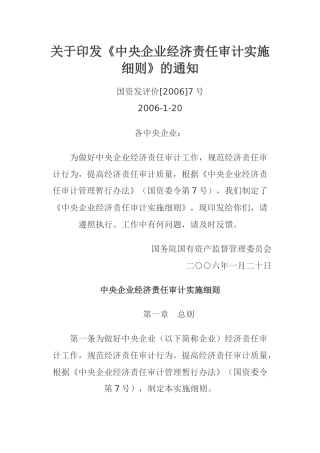 中央企业经济责任审计实施细则