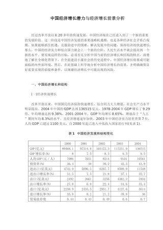 中国经济增长潜力与经济增长前景分析