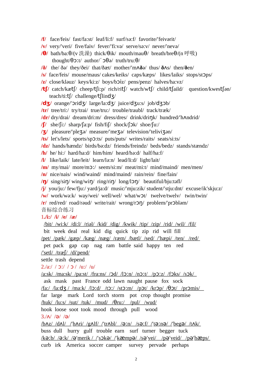 初中英语国际标准音标练习 (2)_第2页