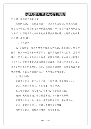 护士职业规划范本锦集九篇