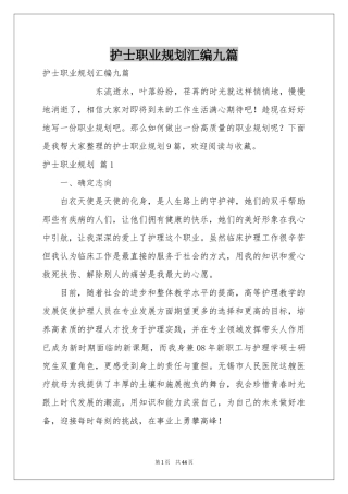 护士职业规划汇编九篇