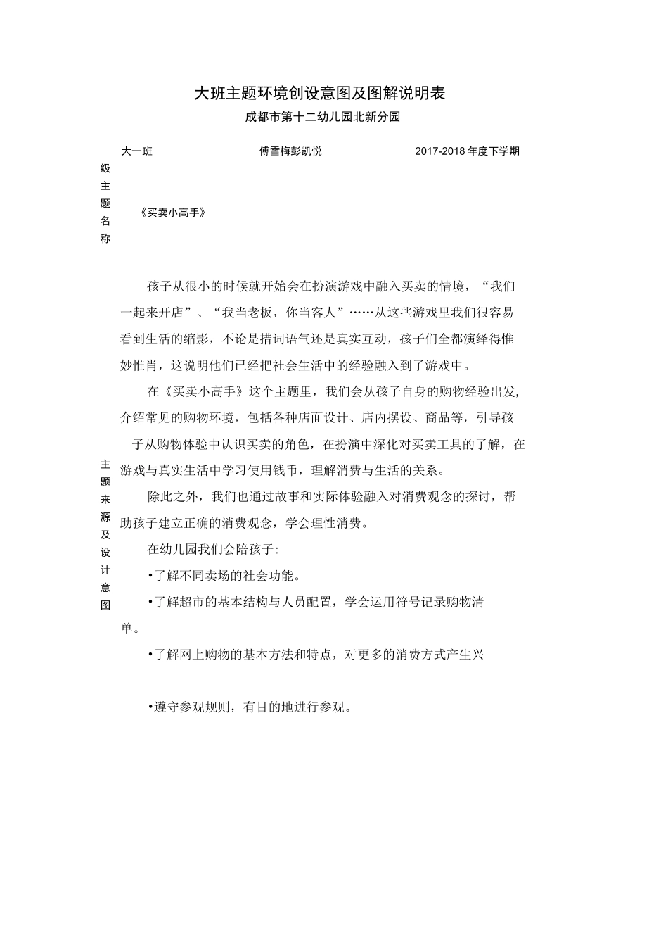 《买卖小高手》环创设计意图及说明表_第1页