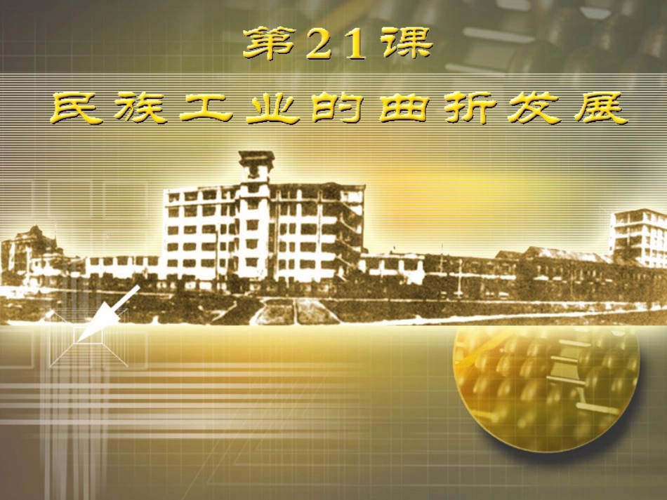 历史：第21课_民族工业的曲折发展课件(岳麓版八年级上)(1)_第1页