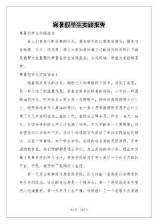 寒暑假学生实践报告
