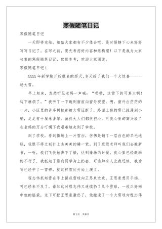 寒假随笔日记