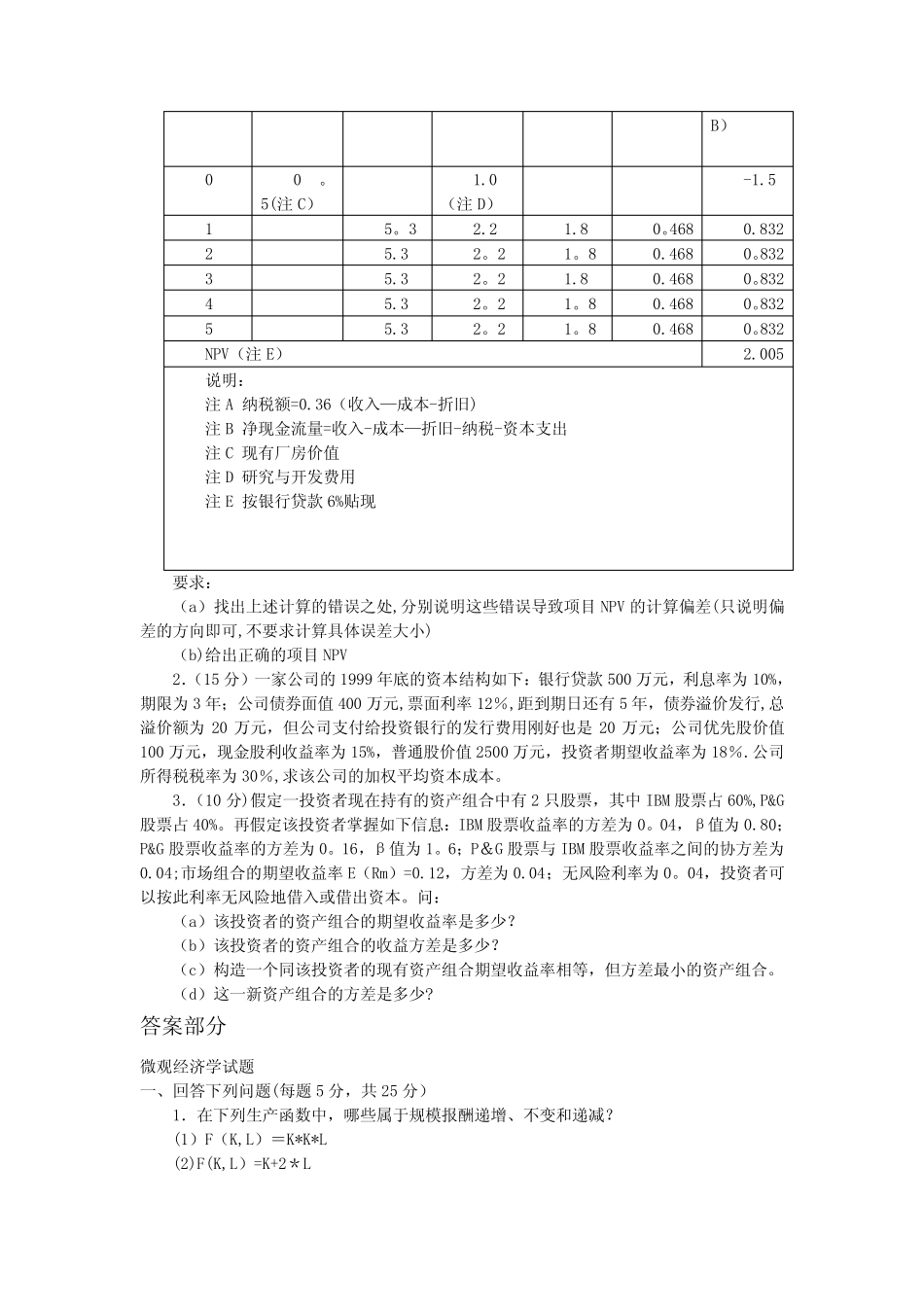 北京大学会计学专业研究生考试微观经济学与财务管理试题_第2页
