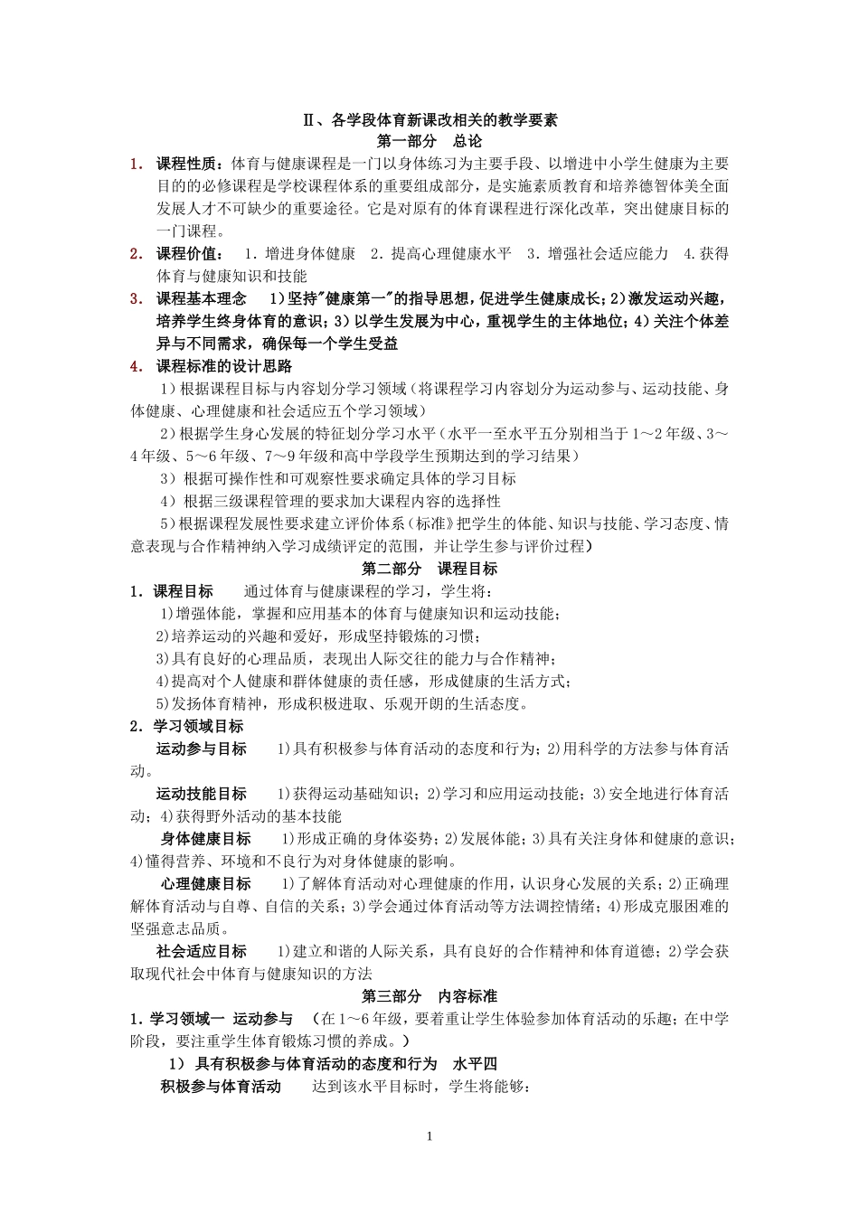 体育新课标相关的教学要素_第1页