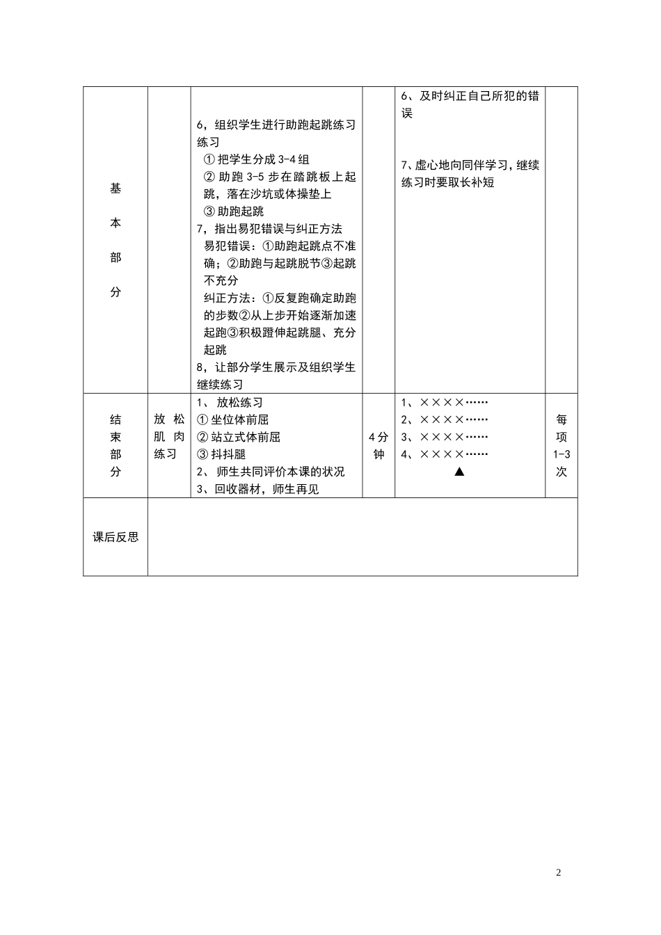 湖南省隆回一中八年级体育教案：《蹲踞式跳远》_第2页