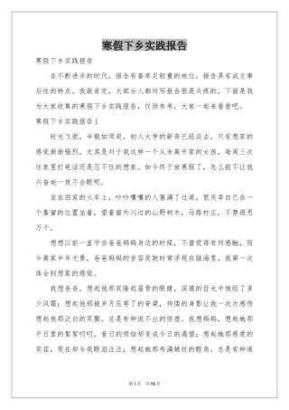 寒假下乡实践报告